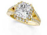 Yellow gold Radiant Halo Split Shank Pave Diamond Ring with Four-Prong Setting_50