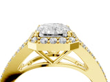 Yellow gold Radiant Halo Split Shank Pave Diamond Ring with Four-Prong Setting_53