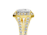 Yellow gold Radiant Halo Split Shank Pave Diamond Ring with Four-Prong Setting_54