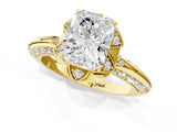 Yellow gold Radiant Halo Split Shank Pave Diamond Ring with Petal Prong Setting_22