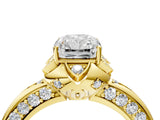 Yellow gold Radiant Halo Split Shank Pave Diamond Ring with Petal Prong Setting_25