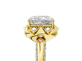 Yellow gold Radiant Halo Split Shank Pave Diamond Ring with Petal Prong Setting_26