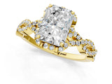 Yellow gold Radiant Halo Twist Band Solitaire Ring with Six-Prong Setting_4