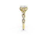 Yellow gold Radiant Halo Twist Band Solitaire Ring with Six-Prong Setting_5