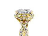 Yellow gold Radiant Halo Twist Band Solitaire Ring with Six-Prong Setting_8