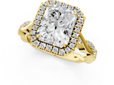 Yellow gold Radiant Halo Twist Band Solitaire Ring_52