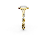 Yellow gold Radiant Halo Twist Band Solitaire Ring_53