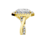 Yellow gold Radiant Halo Twist Band Solitaire Ring_56