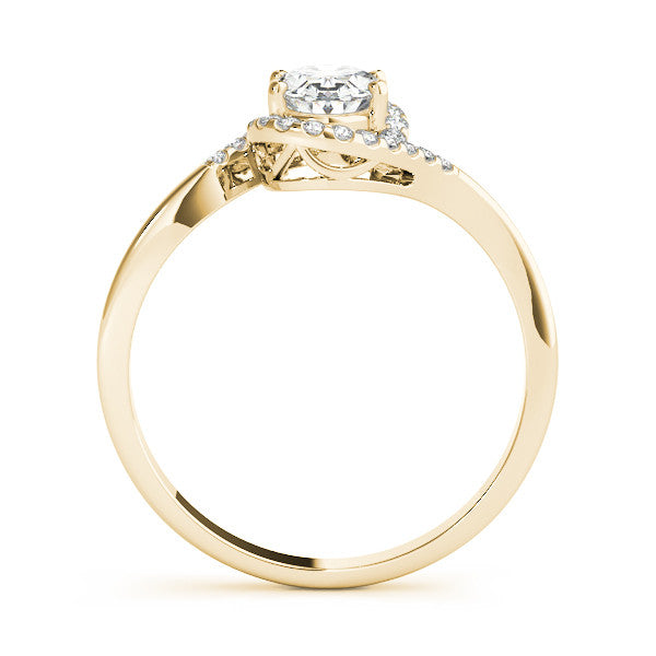 Yellow gold Radiant Halo Twist Band with Four-Prong Setting