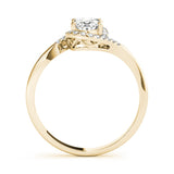 Yellow gold Radiant Halo Twist Band with Four-Prong Setting