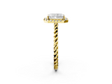 Yellow gold Radiant Halo Twisted Band Four-Prong Diamond Ring_22