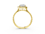 Yellow gold Radiant Halo Twisted Band Four-Prong Diamond Ring_23