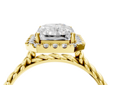 Yellow gold Radiant Halo Twisted Band Four-Prong Diamond Ring_24
