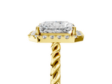 Yellow gold Radiant Halo Twisted Band Four-Prong Diamond Ring_25