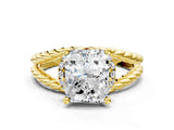 Yellow gold Radiant Halo Twisted Band Four-Prong Ring_33