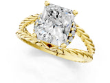 Yellow gold Radiant Halo Twisted Band Four-Prong Ring_34