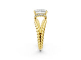 Yellow gold Radiant Halo Twisted Band Four-Prong Ring_35