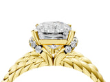 Yellow gold Radiant Halo Twisted Band Four-Prong Ring_37