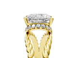 Yellow gold Radiant Halo Twisted Band Four-Prong Ring_38