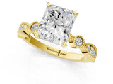 Yellow gold Radiant Milgrain Bezel Diamond Engagement Ring with Solitaire Prong Setting_169