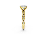 Yellow gold Radiant Milgrain Bezel Diamond Engagement Ring with Solitaire Prong Setting_170