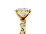 Yellow gold Radiant Milgrain Bezel Diamond Engagement Ring with Solitaire Prong Setting_173