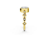 Yellow gold Radiant Milgrain Marquise Diamond Twist Band Ring_39