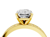 Yellow gold Radiant Milgrain Pave Diamond Engagement Ring with Four-Prong Setting_111