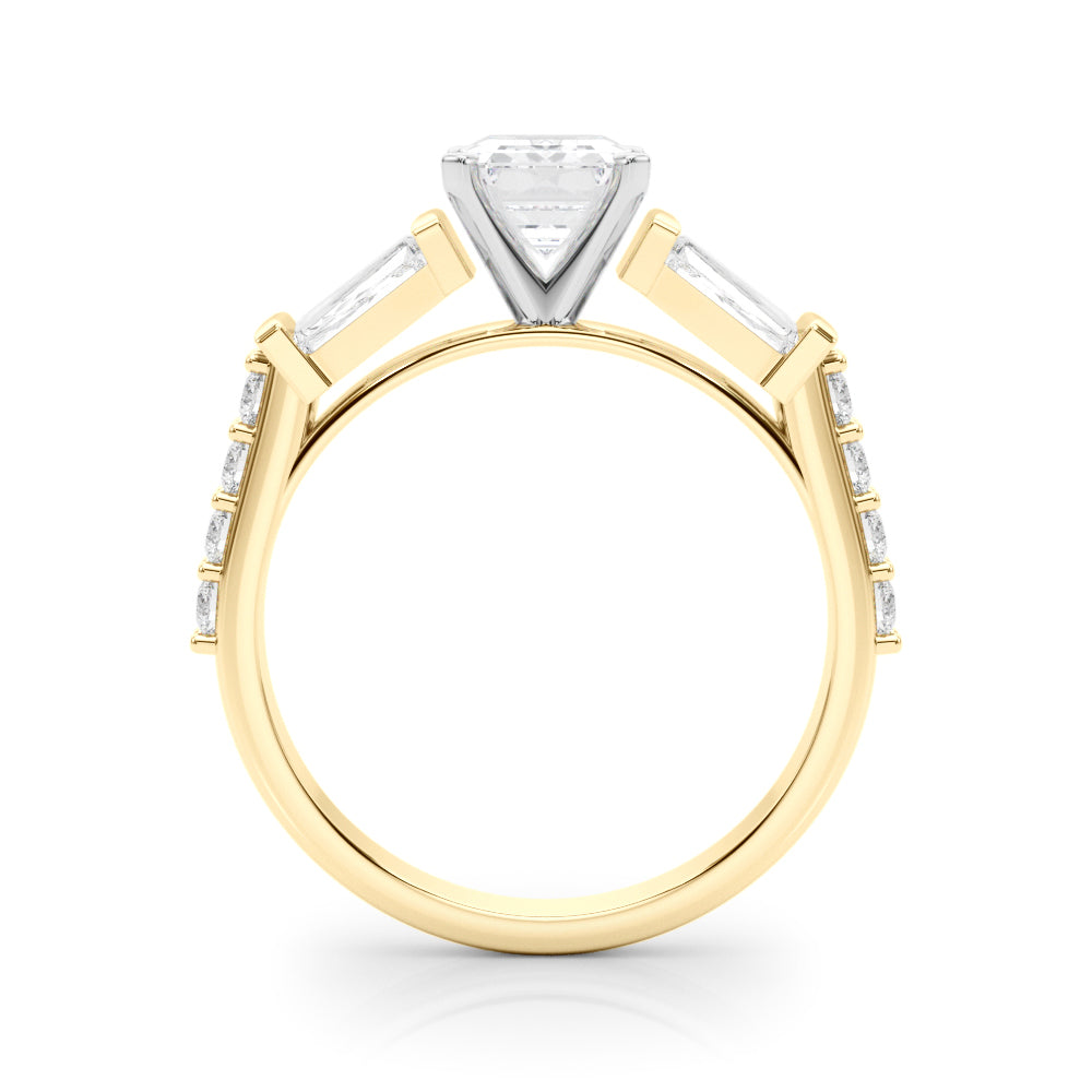 Yellow gold Radiant Solitaire Baguette Side Stone Channel Set Engagement Ring 1