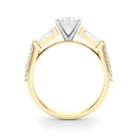 Yellow gold Radiant Solitaire Baguette Side Stone Channel Set Engagement Ring 1