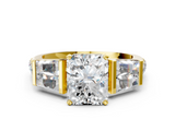 Yellow gold Radiant Solitaire Baguette Side Stone Channel Set Engagement Ring_17