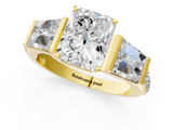 Yellow gold Radiant Solitaire Baguette Side Stone Channel Set Engagement Ring_18