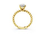 Yellow gold Radiant Solitaire Beaded Band Prong Setting Ring 3