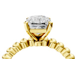 Yellow gold Radiant Solitaire Beaded Band Prong Setting Ring 4