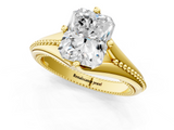 Yellow gold Radiant Solitaire Beaded Band Six-Prong Setting_5