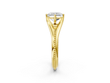 Yellow gold Radiant Solitaire Beaded Band Six-Prong Setting_6