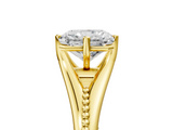 Yellow gold Radiant Solitaire Beaded Band Six-Prong Setting_9
