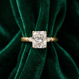 Yellow gold Radiant Solitaire Beaded Band with Four-Prong Setting_16
