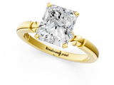 Yellow gold Radiant Solitaire Beaded Band with Four-Prong Setting_64