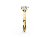 Yellow gold Radiant Solitaire Beaded Band with Four-Prong Setting_65