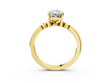 Yellow gold Radiant Solitaire Beaded Band with Four-Prong Setting_66
