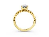 Yellow gold Radiant Solitaire Bezel Accent Diamond Engagement Ring with Beaded Band and Four-Prong Setting_63