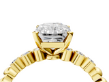 Yellow gold Radiant Solitaire Bezel Accent Diamond Engagement Ring with Beaded Band and Four-Prong Setting_64