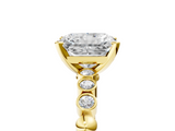 Yellow gold Radiant Solitaire Bezel Accent Diamond Engagement Ring with Beaded Band and Four-Prong Setting_65