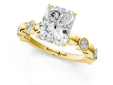 Yellow gold Radiant Solitaire Bezel-Set Diamond Ring with Beaded Band and Four-Prong Setting_48