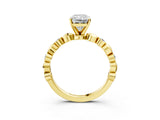 Yellow gold Radiant Solitaire Bezel-Set Diamond Ring with Beaded Band and Four-Prong Setting_50
