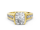 Yellow gold Radiant Solitaire Bezel-Set Diamond Ring with Channel-Set Band_35