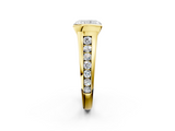 Yellow gold Radiant Solitaire Bezel-Set Diamond Ring with Channel-Set Band_37
