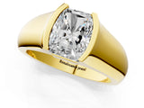 Yellow gold Radiant Solitaire Bezel Set Diamond Ring with Wide Band_4