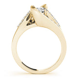 14K Yellow Gold 2.02 Carat D VS1 Round Solitaire Bypass Diamond Engagement Ring with Channel-Set Band and Four-Prong Setting